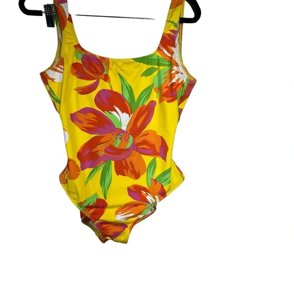 Lauren Ralph Lauren Floral Scoop Back One Piece Swimsuit Sz 10